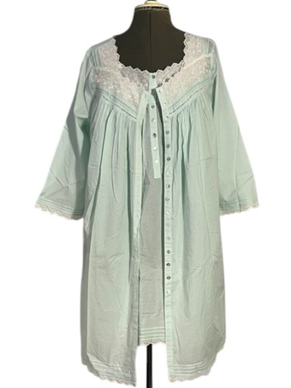 EILEEN WEST Light Mint Green Nightgown With Robe Set Size S NWOT - Picture 5 of 16
